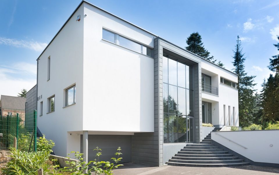 Aluminium buitenschrijnwerk ramen deuren woning Hasselt Schüco Corswarem